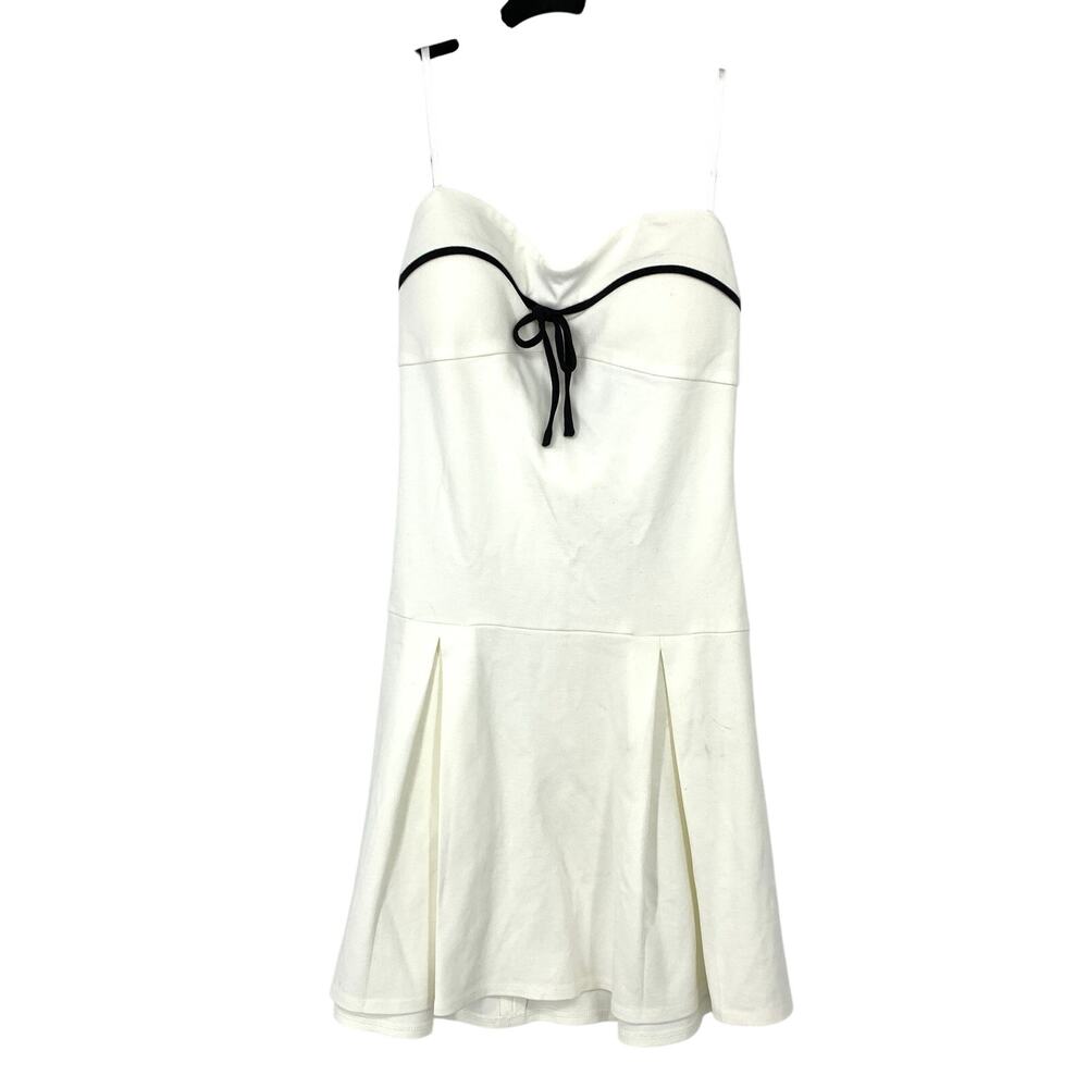 I.N. San Francisco Strapless Mini Dress Womens Sz Large Off White Black Trim NEW